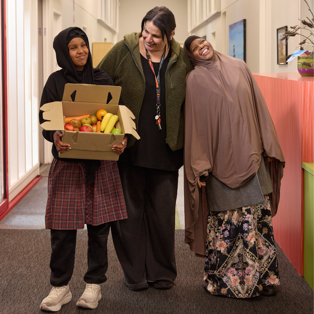Doris, a The One Box participant connecting with the school