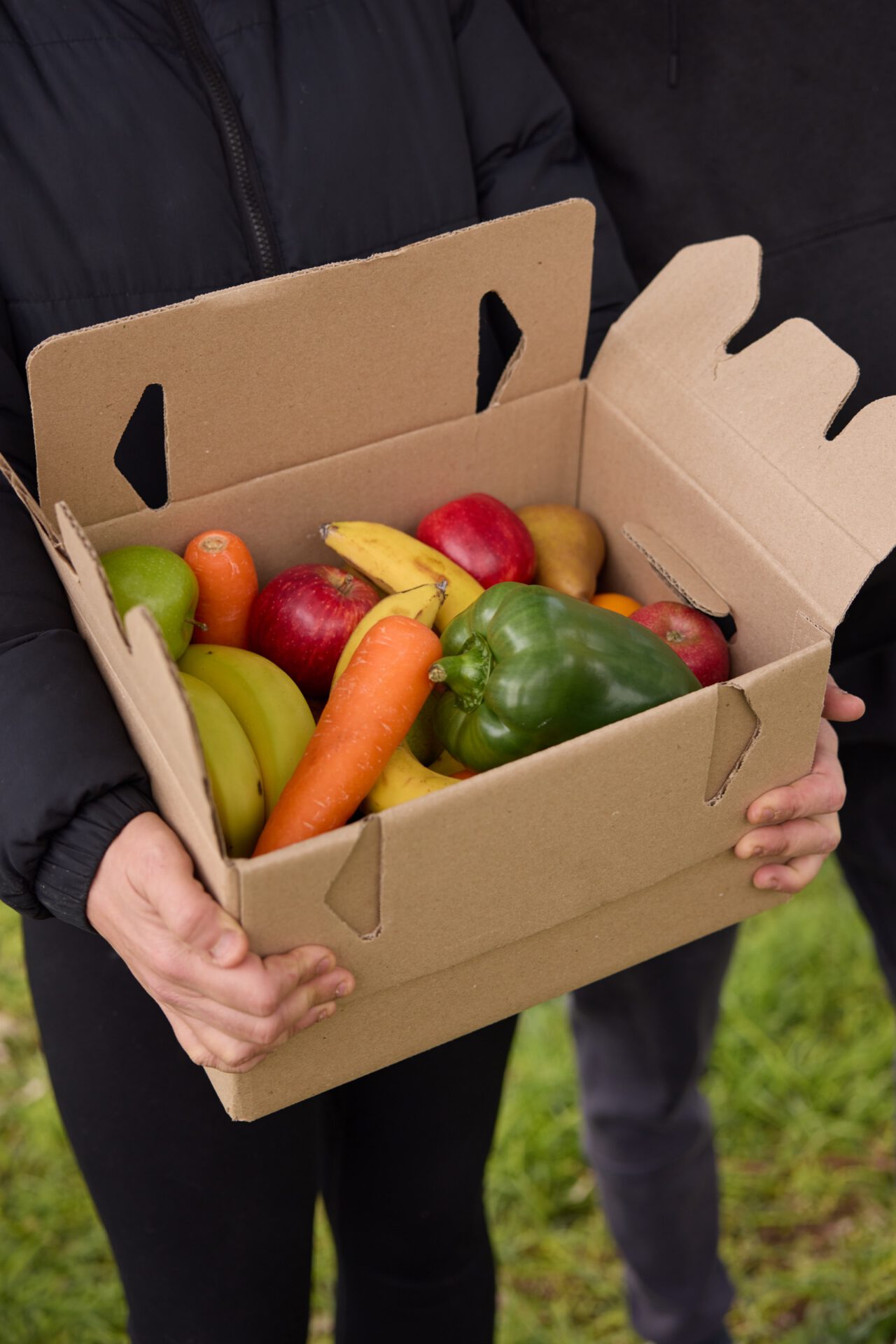 A box of fresh fruit and vegetables