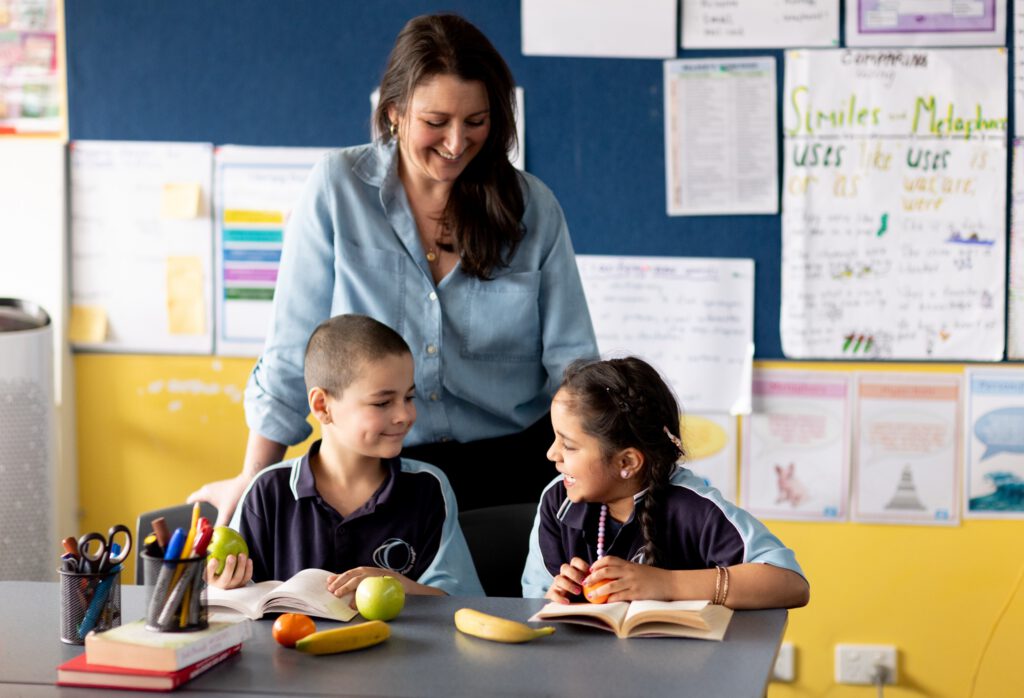 A teacher with students in class