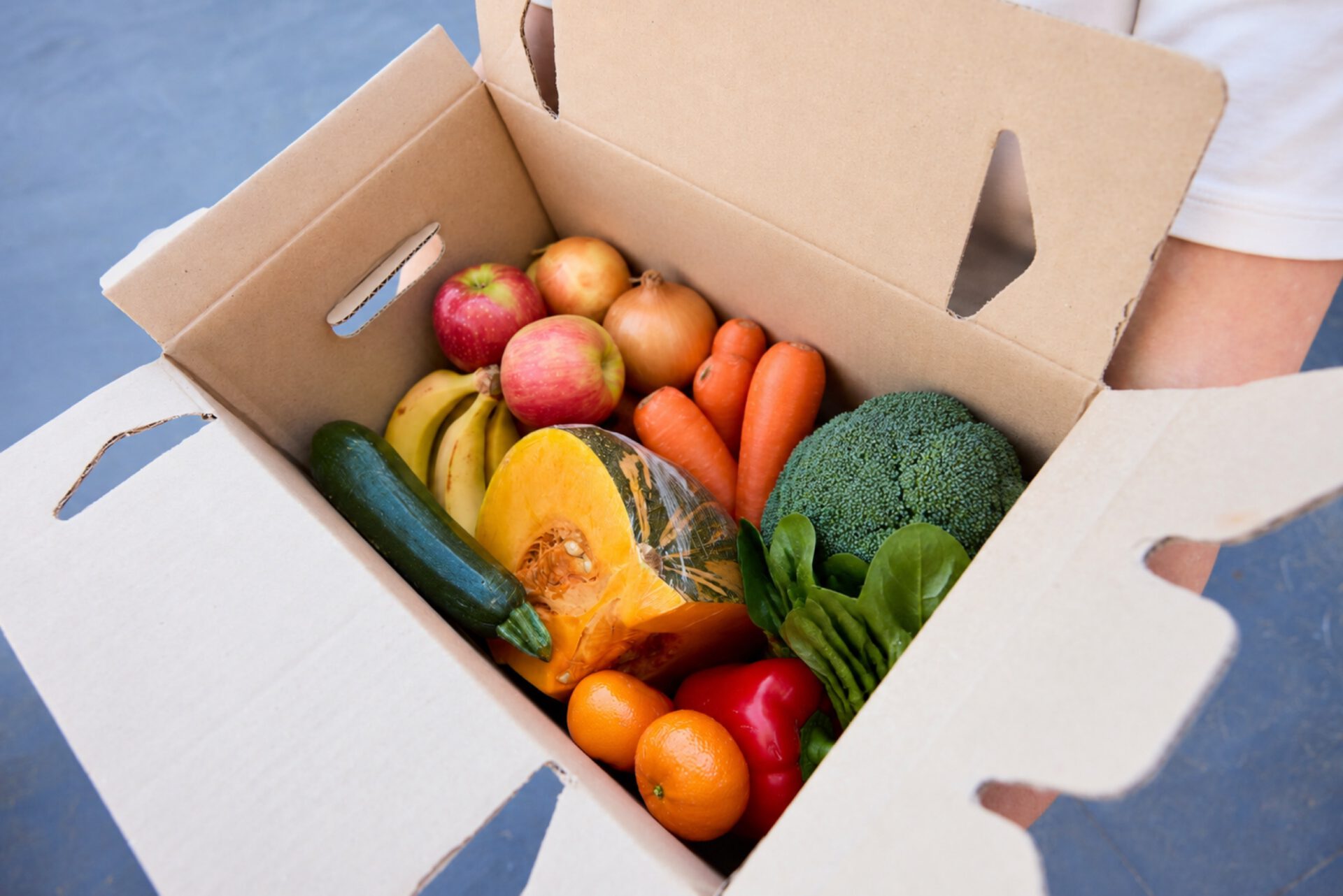 A box overflowing with colourful fresh produce